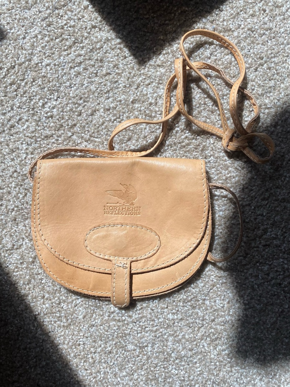 Northern Reflections Tan Leather Crossbody Saddle Bag